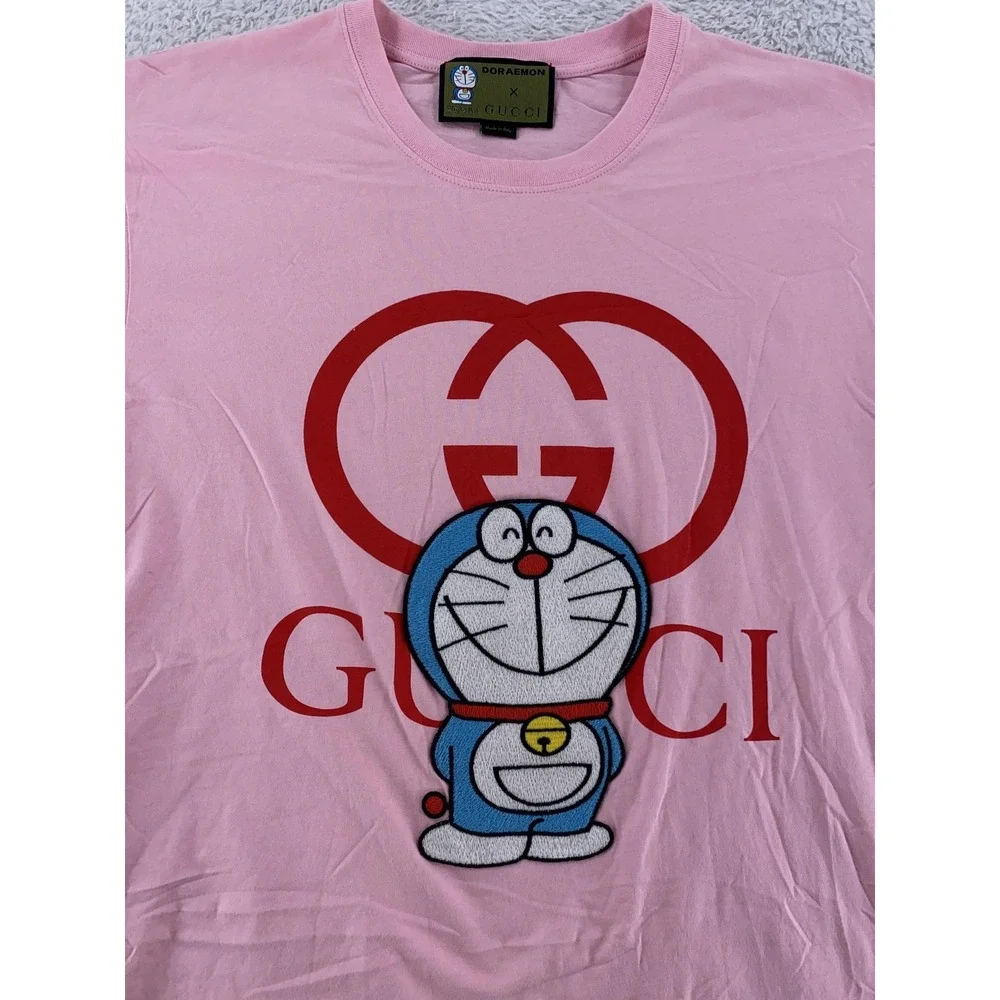 Gucci X Doraemon Shirt Mens Small Pink Made in Italy Anime Designer Tee Cartoon